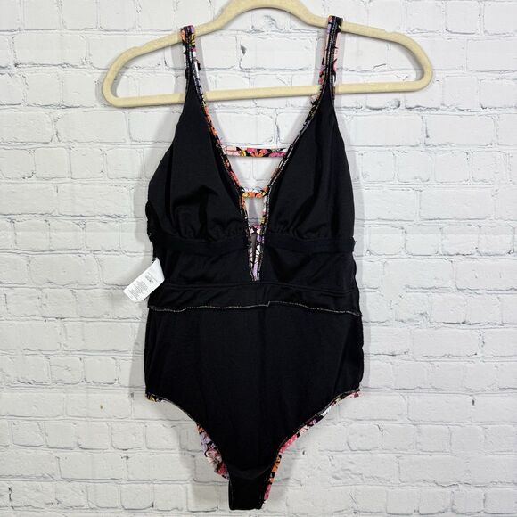 Time and Tru One Piece Bikini Swimsuit Women Medium 8/10 Floral Prairie Cottage - Picture 4 of 8